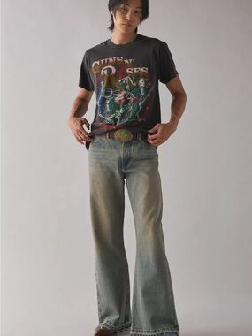 Guns N’ Roses Worn Look Black Graphic Band Tee Rock Shirt Size M